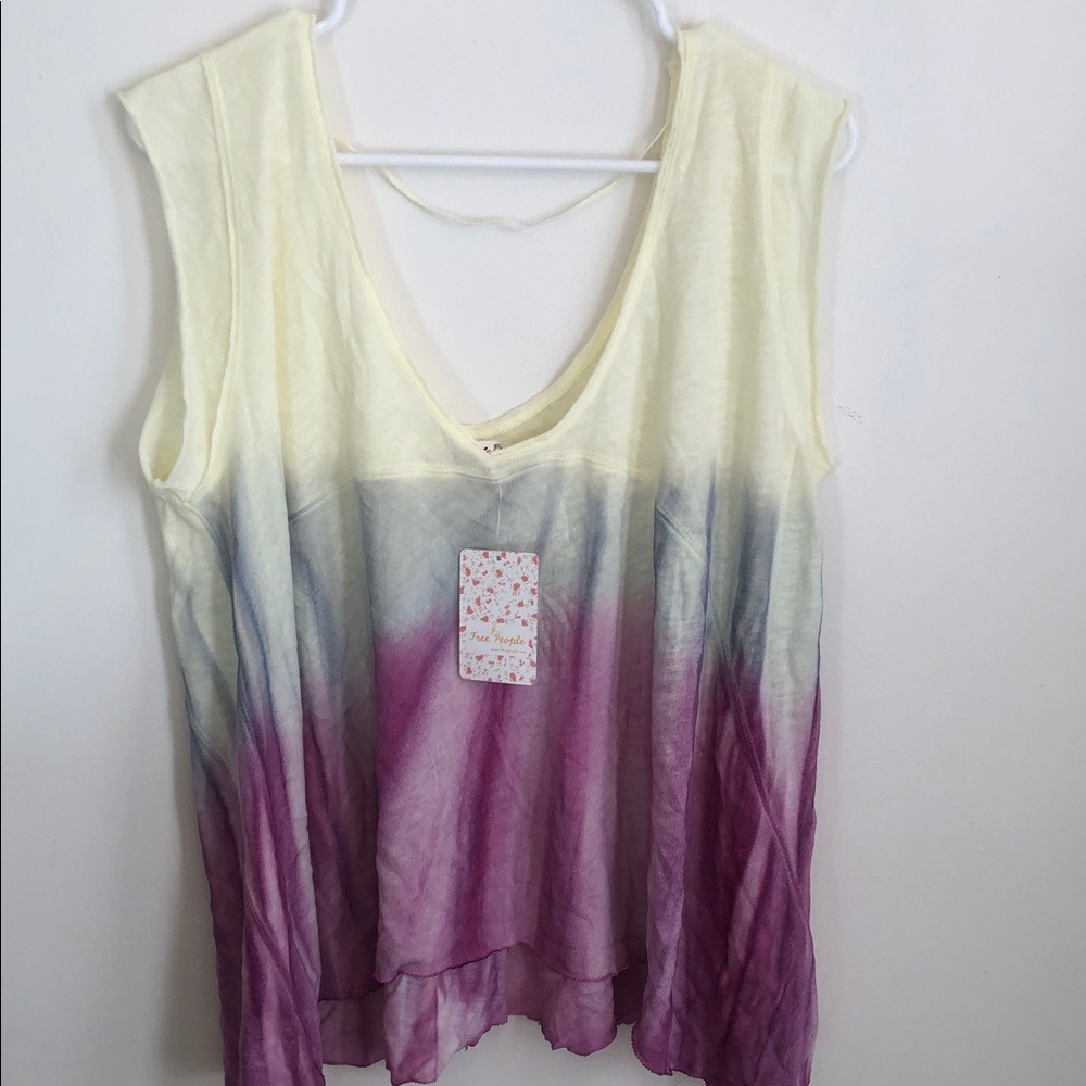 Free People NWT spring Sleeveless Ombre V-Neck Tank - Yellow, Gray, Purple